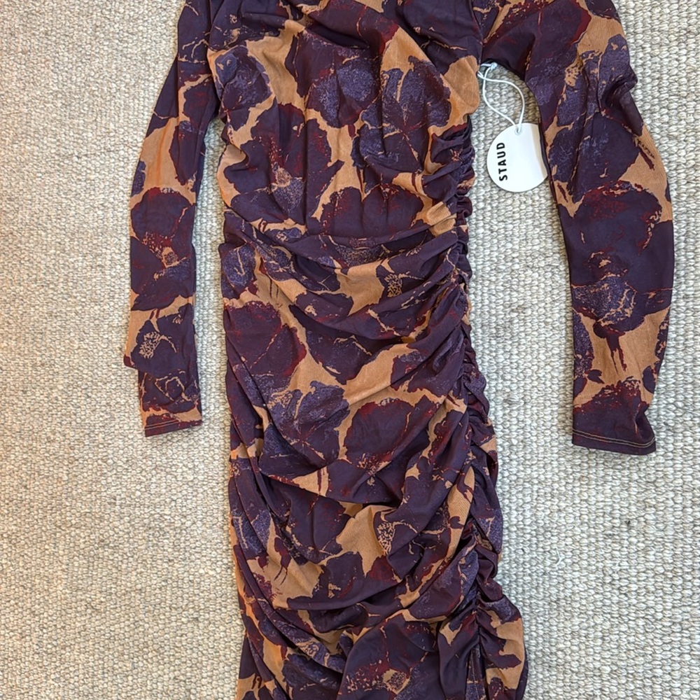 STAUD Solana Floral Print Long Sleeve Maxi Dress Dried Pressed Flowers NWT - Picture 7 of 15